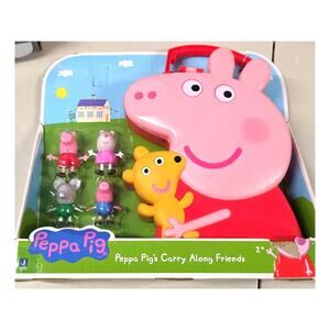 Peppa Pig Carry Along Friends Set w/ Case Figures New Open Box Damaged Packaging